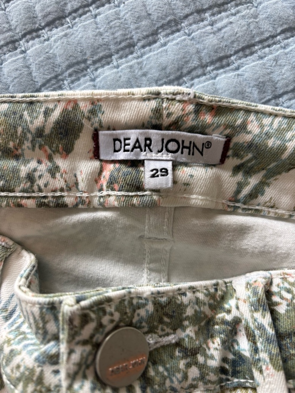 Dear John Floral-Print Cream and Green Women's Jeans - Picture 2 of 14